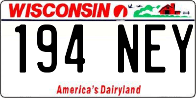WI license plate 194NEY