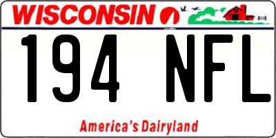WI license plate 194NFL