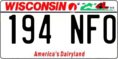 WI license plate 194NFO
