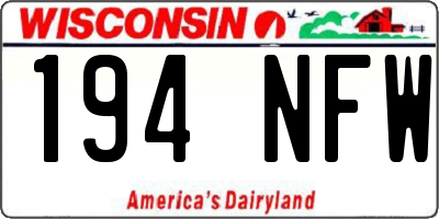 WI license plate 194NFW