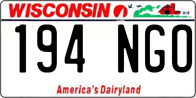 WI license plate 194NGO