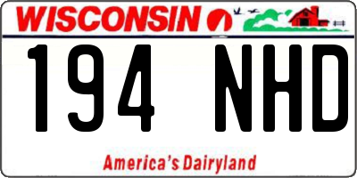 WI license plate 194NHD