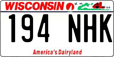 WI license plate 194NHK