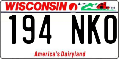 WI license plate 194NKO
