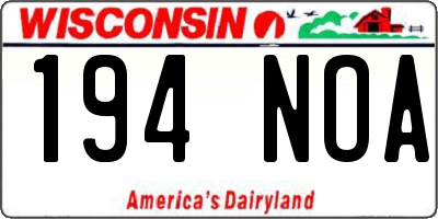 WI license plate 194NOA