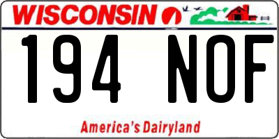 WI license plate 194NOF