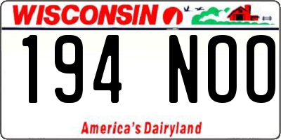 WI license plate 194NOO