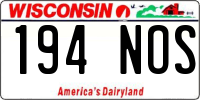 WI license plate 194NOS