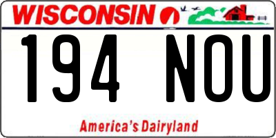WI license plate 194NOU