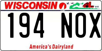 WI license plate 194NOX