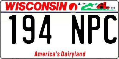 WI license plate 194NPC