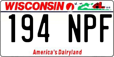 WI license plate 194NPF