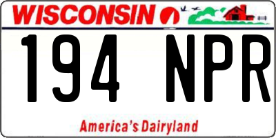 WI license plate 194NPR