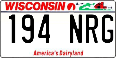 WI license plate 194NRG
