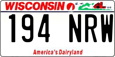 WI license plate 194NRW