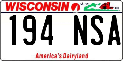 WI license plate 194NSA