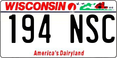 WI license plate 194NSC