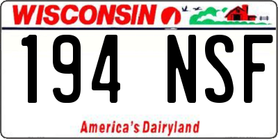 WI license plate 194NSF