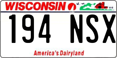 WI license plate 194NSX