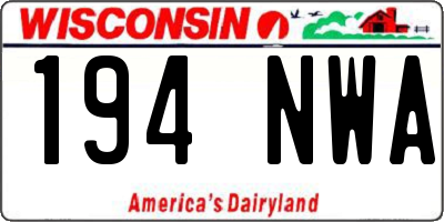 WI license plate 194NWA