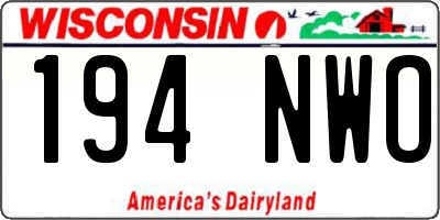 WI license plate 194NWO