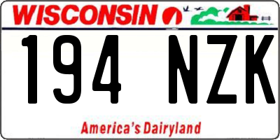 WI license plate 194NZK