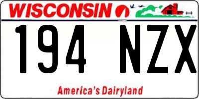 WI license plate 194NZX