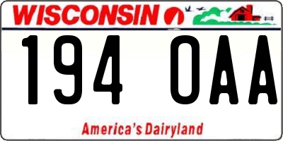 WI license plate 194OAA