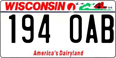 WI license plate 194OAB