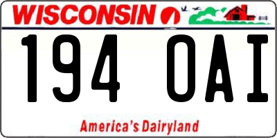 WI license plate 194OAI