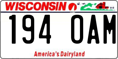 WI license plate 194OAM