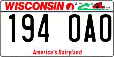 WI license plate 194OAO