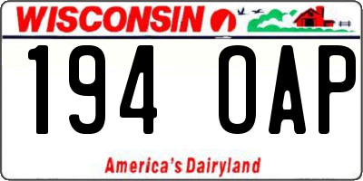 WI license plate 194OAP