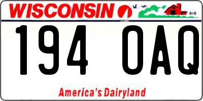 WI license plate 194OAQ