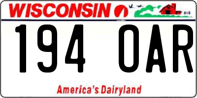 WI license plate 194OAR