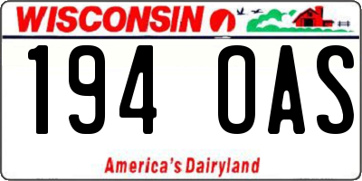 WI license plate 194OAS