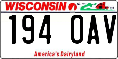 WI license plate 194OAV