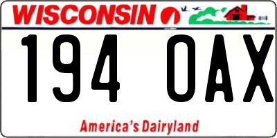 WI license plate 194OAX