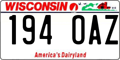 WI license plate 194OAZ
