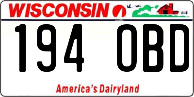 WI license plate 194OBD