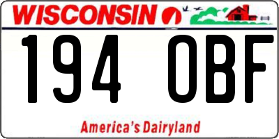 WI license plate 194OBF