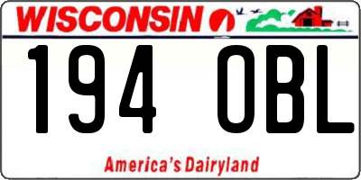 WI license plate 194OBL