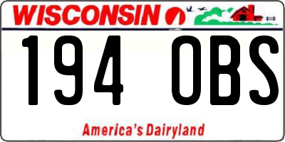 WI license plate 194OBS
