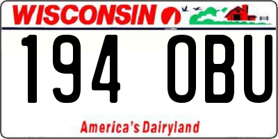 WI license plate 194OBU