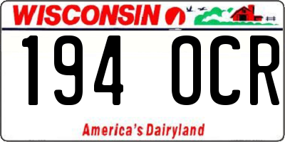 WI license plate 194OCR