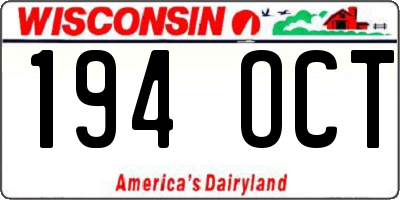 WI license plate 194OCT