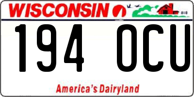 WI license plate 194OCU