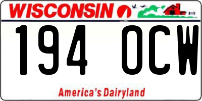 WI license plate 194OCW