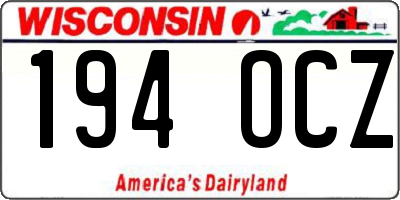 WI license plate 194OCZ