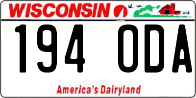 WI license plate 194ODA